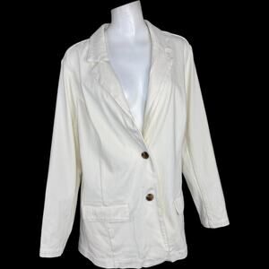 Isaac Mizrahi Live! Knit Denim Classic Slimming Blazer Cream 1X NWOT Career‎